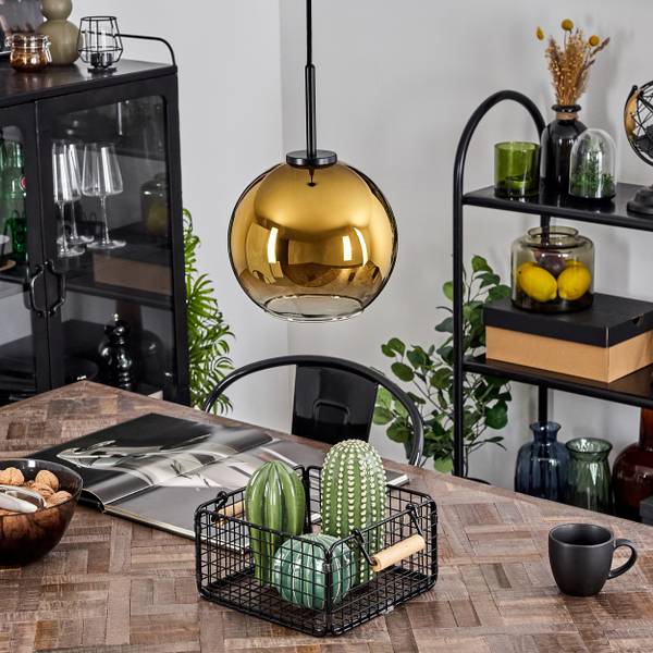 Deckenleuchte Cesaro Gold - Aluminium - Klarglas - 24 x 145 x 24 cm