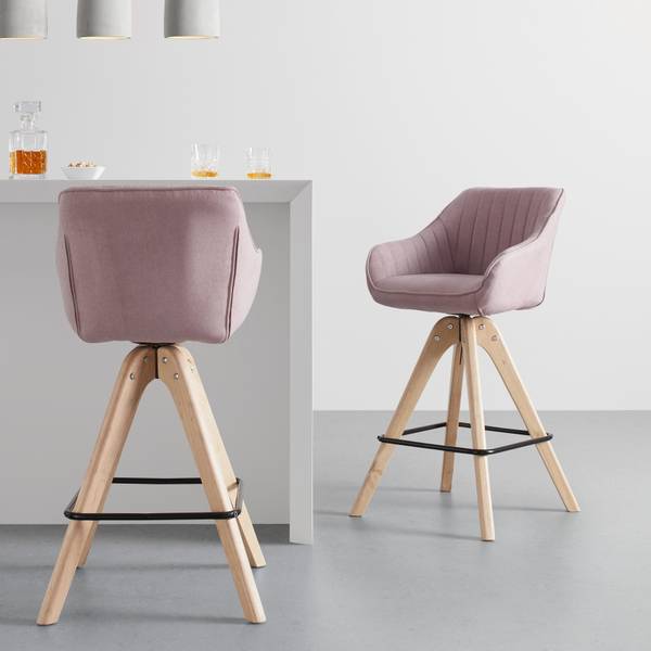 Barhocker LEONIE Pink - Metall - Massivholz - Textil - 55 x 106 x 56 cm