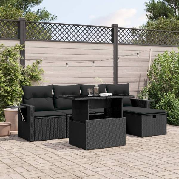 Garten-Lounge-Set 3037499-1 (6-teilig) Schwarz