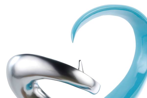 Sculpture Dragon Torsion Bleu - Argenté - Pierre artificielle - Matière plastique - 45 x 63 x 28 cm