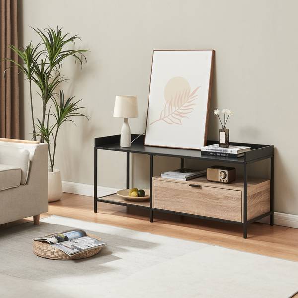 Fernsehtisch Belana Schwarz - Braun - Holzwerkstoff - Metall - 40 x 54 x 120 cm