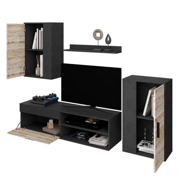 Meuble-paroi Berno 36329 Anthracite - Beige