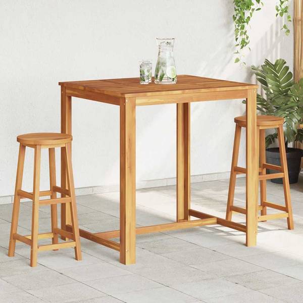 Chaise de bar 44129  (lot de 2) Marron - Acacia - 34 x 76 x 34 cm