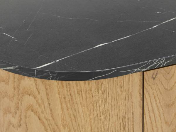 Sideboard Lygrint Schwarz - Marmor Schwarz Dekor - Eiche