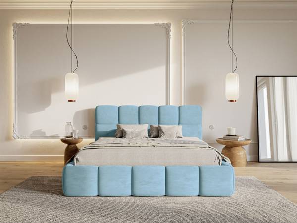 Gestoffeerd bed CLOUDY lichtblauw