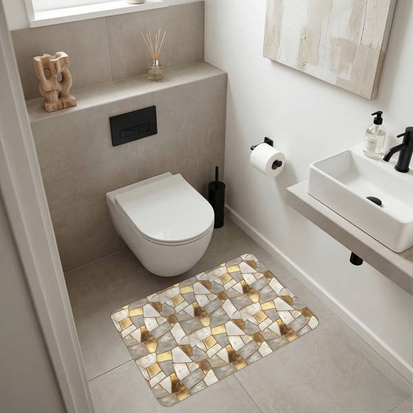 BADEMATTE Mosaik 90 x 60 cm - Durchmesser: 96 cm
