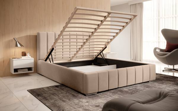 Gestoffeerd bed Ambrus beige - Breedte: 155 cm