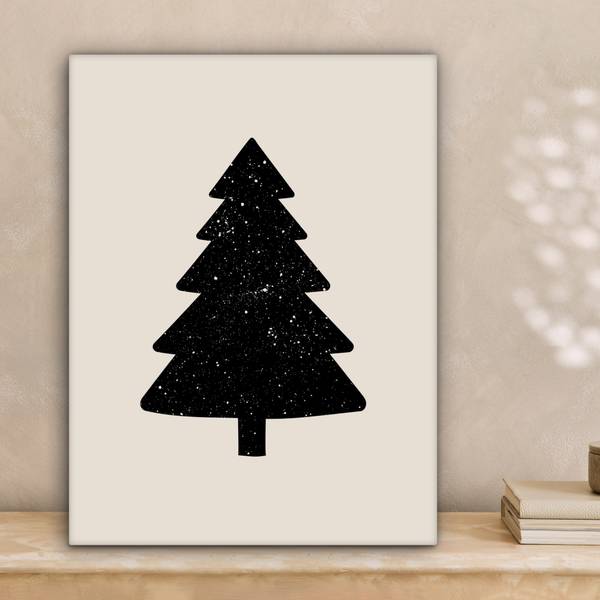 LEINWANDBILD Weihnachtsbaum Schwarz - Baumwollstoff - 30 x 40 x 2 cm