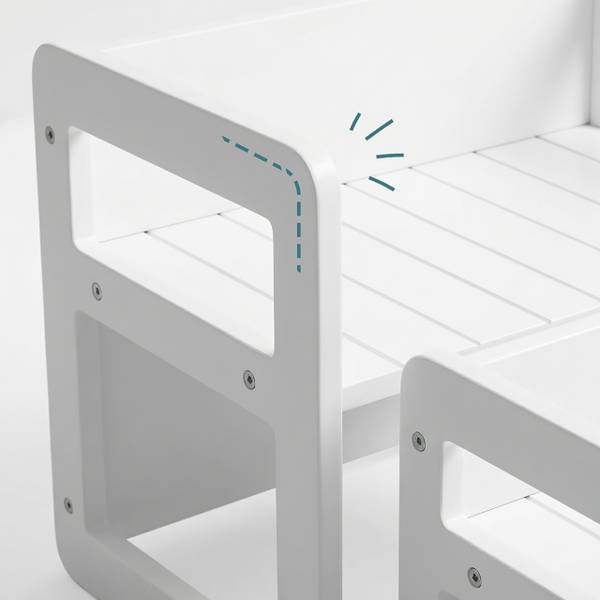 3-delige kinderset in wit wit - plaatmateriaal op houtbasis - 57 x 44 x 44 cm