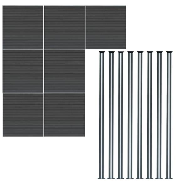 Gartenzaun 40366 15er Set Grau - Holzwerkstoff - 1218 x 185 x 7 cm