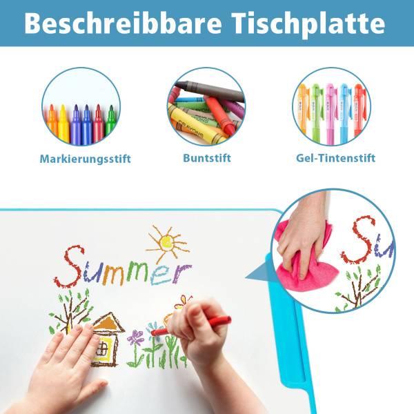 Kinderschreibtisch 62435980 4er Set Blau - Holzwerkstoff - 1 x 1 x 1 cm