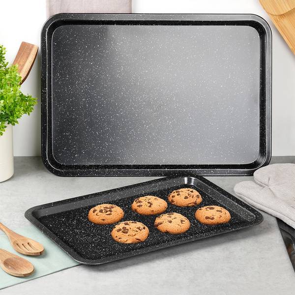 Backblech 2er Set SET601 Schwarz - Metall - 27 x 2 x 38 cm