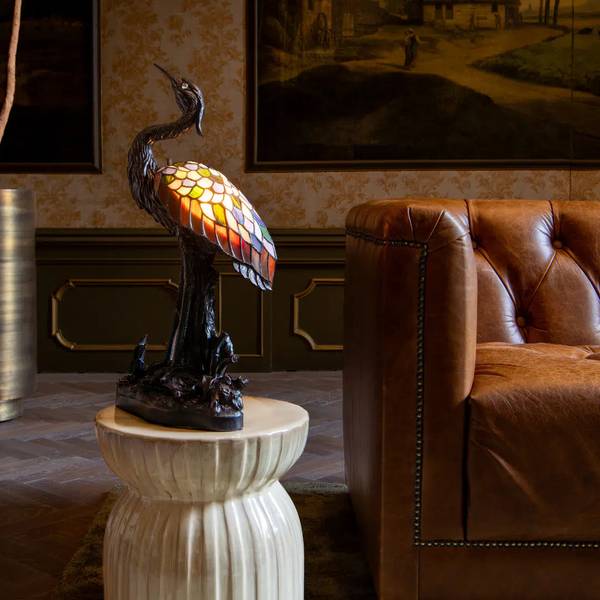 Tiffany Tischlampe Reiher 7060 Grün - Glas - 21 x 53 x 26 cm