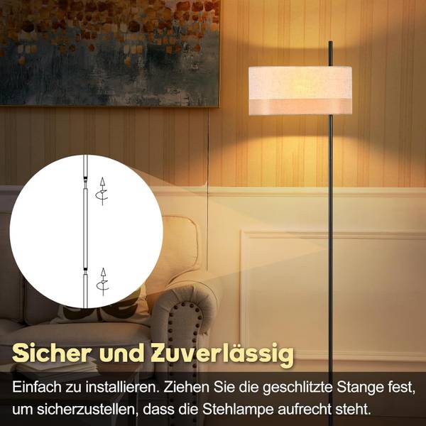 Standleuchte sdqd Weiß - Leinen - Eisen - 25 x 154 x 40 cm