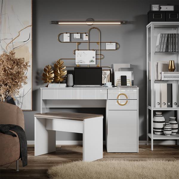 Bureau Adela 43657 wit - plaatmateriaal op houtbasis - 115 x 77 x 55 cm