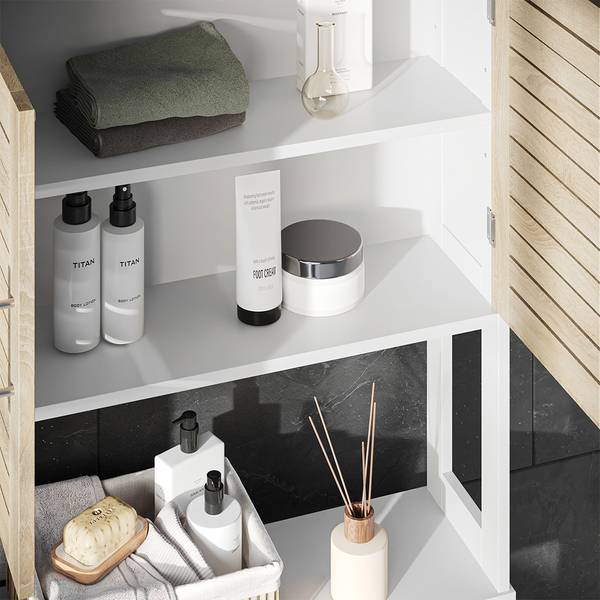 Toilettenschrank Looma 57488 Braun - Weiß - Holzwerkstoff - 70 x 180 x 23 cm