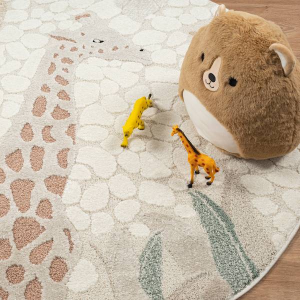 Kinderteppich Jungle Kids A Weiß - Polypropylen - 120 x 1 x 120 cm