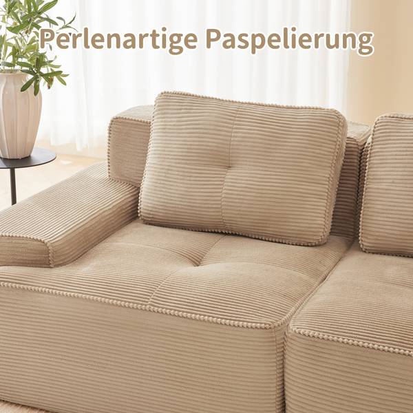 Ecksofa FX-OTM Beige - Cord - 293 x 69 x 177 cm