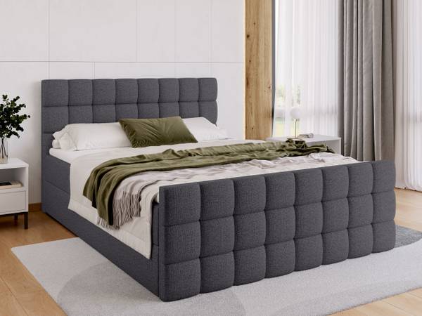 Boxspringbett DAKOTA DUO Dunkelgrau - Liegefläche Breite: 180 cm