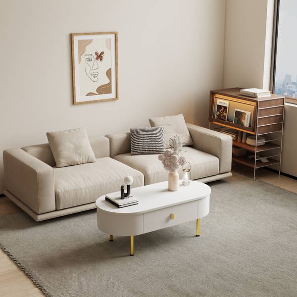 Table Basse Eos Ⅲ Blanc - Bois manufacturé - Métal - 50 x 40 x 108 cm