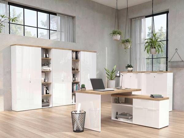 Regal EASY OFFICE Braun - Weiß - Holzwerkstoff - 41 x 193 x 34 cm