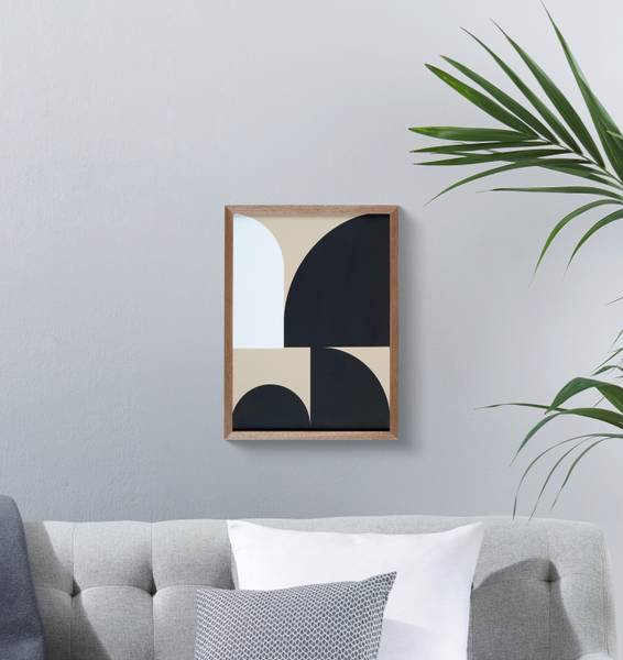 Wanddeko CLEA Beige - Schwarz - Braun - Papier - Holz teilmassiv - 30 x 40 x 2 cm