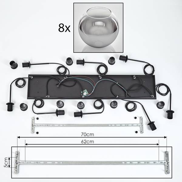 Deckenleuchte Cesaro Grau - Metall - 50 x 143 x 90 cm