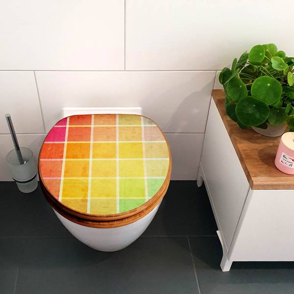 WC-Sitz mit Absenkautomatik Bunte Glasba Bambus - Holzwerkstoff - 38 x 5 x 49 cm