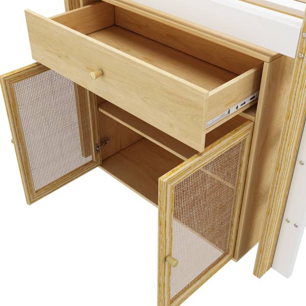 Hochbett Noah Braun - Weiß - Holzwerkstoff - Massivholz - 96 x 120 x 204 cm
