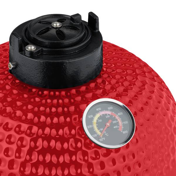 Kamado Grill aus Keramik Schwarz - Rot