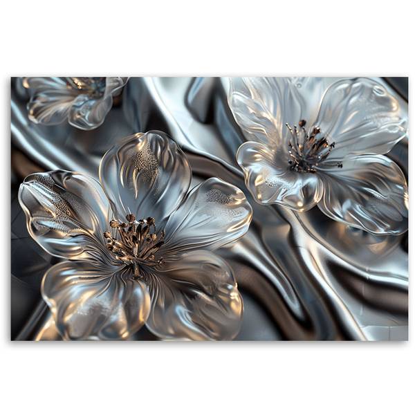 Tableau déco fleurs en verre élégantes 100 x 70 cm