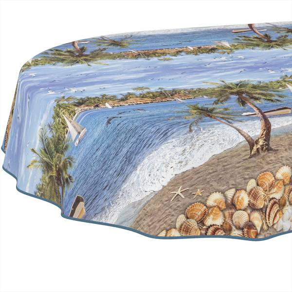 Wachstuchtischdecke Urlaub mit SAUM Tiefe: 180 cm