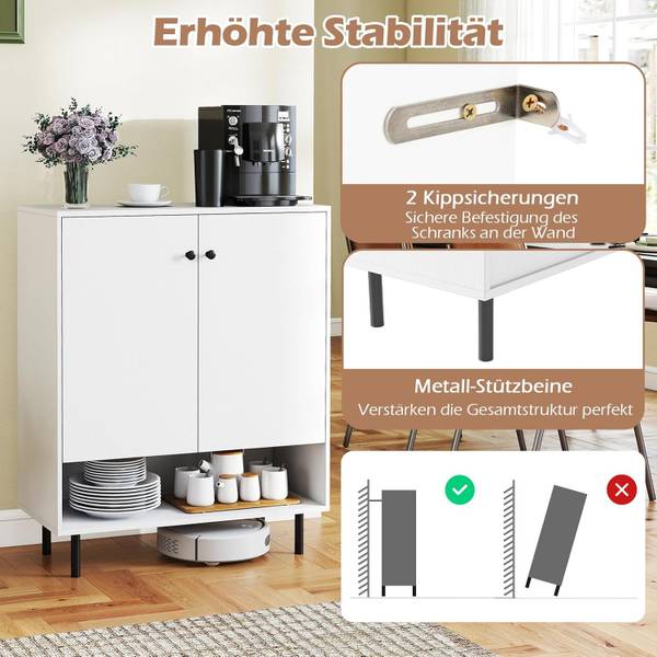 Sideboard VH34841 Weiß - Holzwerkstoff - 35 x 95 x 75 cm
