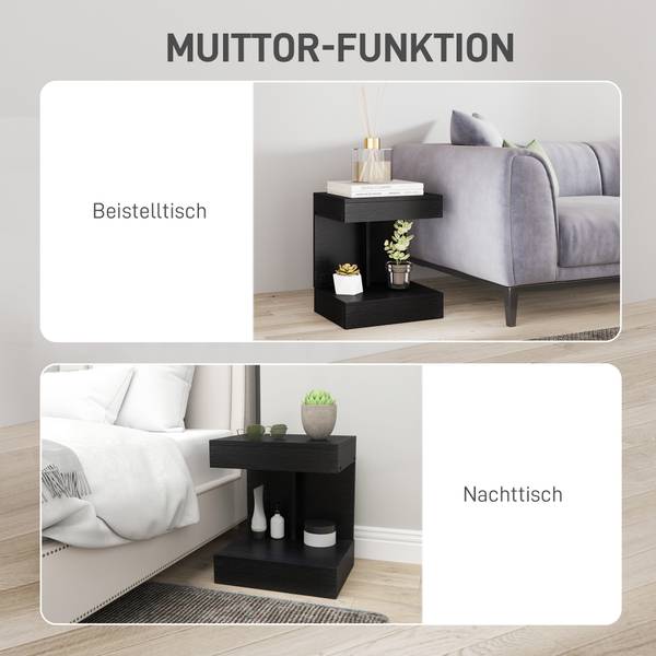 Nachttisch 831-935V90BK Schwarz - Holzwerkstoff - 30 x 46 x 40 cm