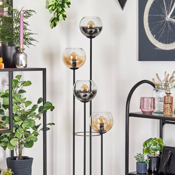 Stehlampe Cesaro Braun - Grau - Holzwerkstoff - Metall - Holz teilmassiv - 74 x 147 x 13 cm