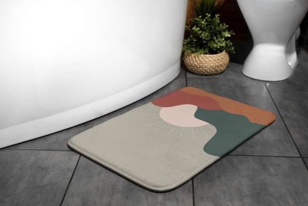 Badteppich Sonnenaufgang Beige - Polyester - 75 x 45 x 75 cm