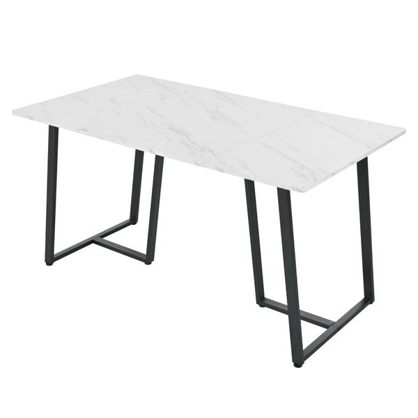 Esstisch Qhacons Weiß - Holzwerkstoff - Metall - 80 x 75 x 140 cm