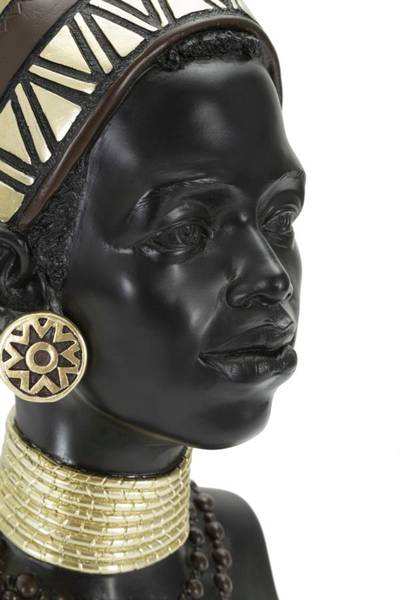 Dekorative Frauenkopf-Statuette Schwarz - Harz - 23 x 39 x 19 cm