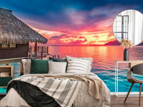 Fotobehang Oceaan Hut 450 x 315 x 315 cm