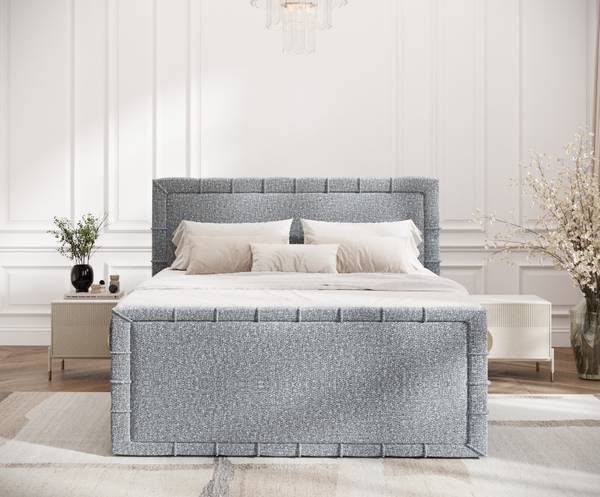 Boxspringbed Estelle grijs - Ligoppervlak breedte: 200 cm