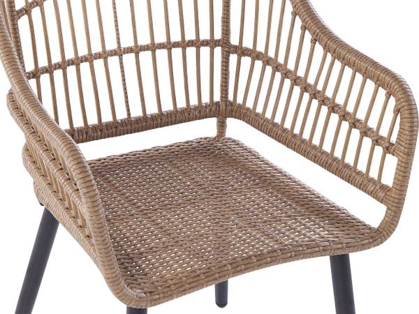 Gartentisch ALIANO II 7-tlg Beige - Schwarz - Blau - Polyrattan - 159 x 85 x 94 cm