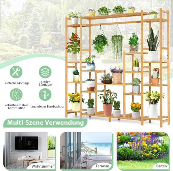 Blumenregal HZ10006 Braun - Bambus - 30 x 166 x 167 cm