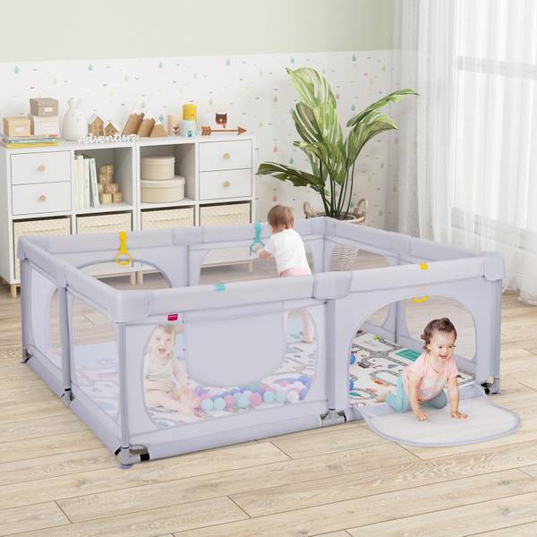 Baby-Laufstall GK32219 (2-teilig) Hellgrau