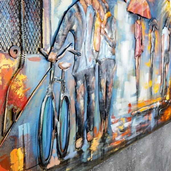 Metallbild 3D REGEN 4 Stahl - 120 x 80 x 5 cm