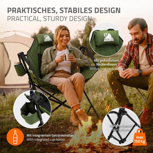 Campingstuhl Schaukelstuhl SWING-C Grün - Metall - Textil - 105 x 107 x 82 cm