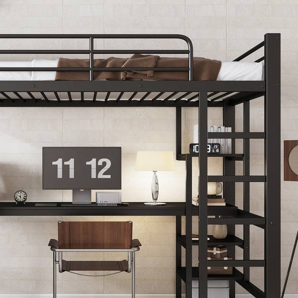 Hochbett EveMetal Ⅰ Schwarz - Eisen - 95 x 180 x 204 cm