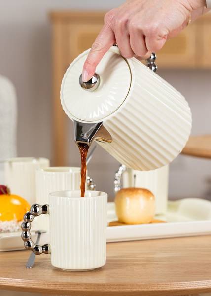 Kaffeeservice Luca Silber - Weiß - Keramik - 22 x 21 x 39 cm