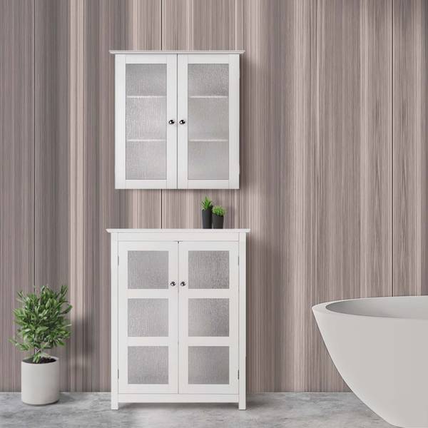 Badezimmermöbel Wandschränke Weiß - Holzwerkstoff - 57 x 64 x 21 cm