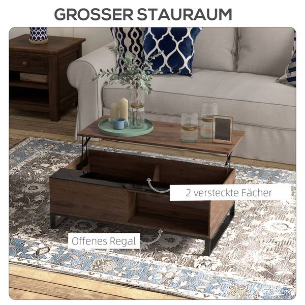 Salontafel 839-687V00WN bruin - plaatmateriaal op houtbasis - 58 x 36 x 102 cm