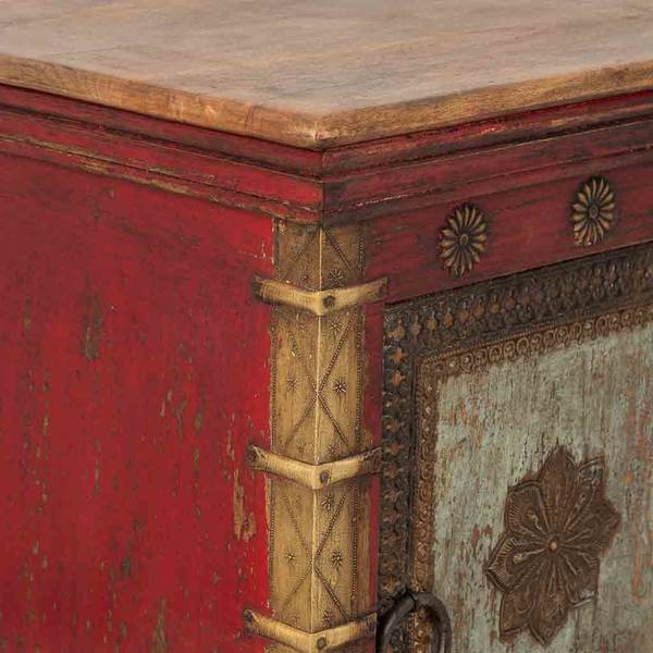 Nachttisch Carmesí Rot - Massivholz - 50 x 59 x 40 cm